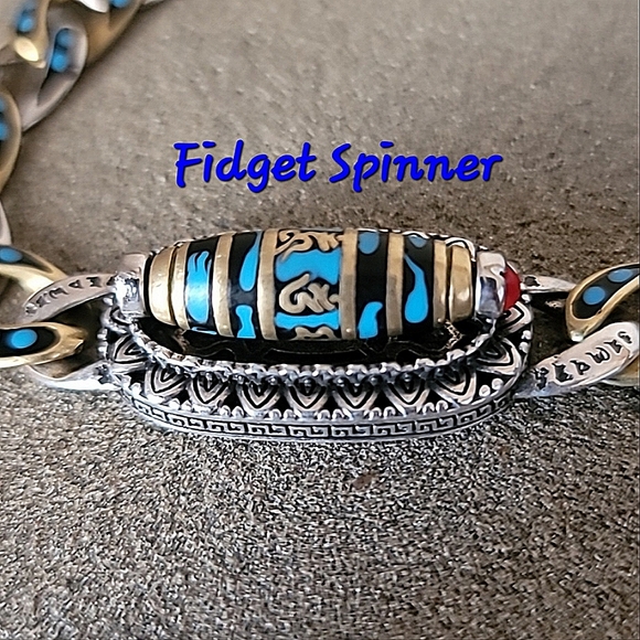 New! UNISEX Silver Plated Copper Fidget Spinner Bracelet. 8.5" - Picture 8 of 11